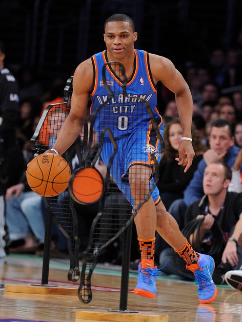 2011: Russell Westbrook during the NBA All-Star Saturday Skills Competition at Staples Center.