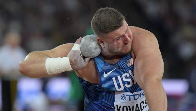 Joe Kovacs of the USA ends up with silver in the shot put.