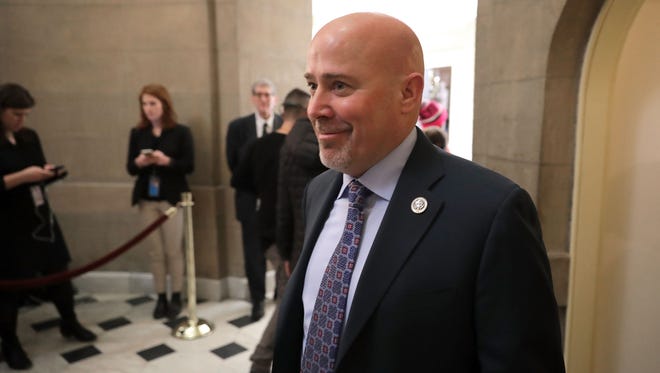Rep. Tom MacArthur arrives at the office of Speaker Paul Ryan at the U.S. Capitol on March 23, 2017.