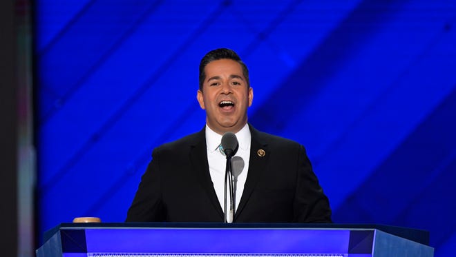 Rep. Ben Ray Luján, D-N.M., speaks during the 2016 Democratic National Convention at Wells Fargo Center.
