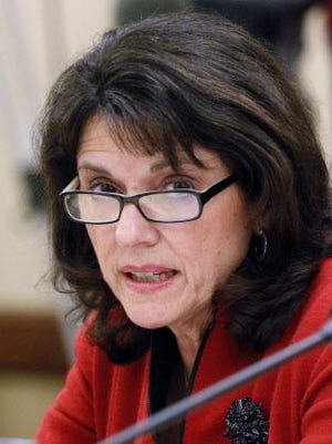 State Sen. Leah Vukmir (R-Wauwatosa) testifies in favor of an education-related bill during a new conference in 2014 at the Capitol in Madison.