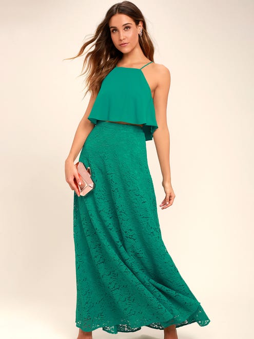 Not all two-piece options show a lot of skin, like this maxi from Lulus, size XS-XL; $89.