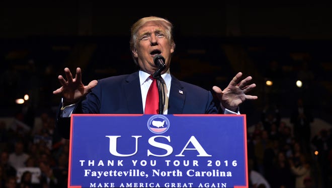 President-elect Donald Trump speaks at the Crown Coliseum in Fayetteville, N.C., on Dec. 6, 2016.