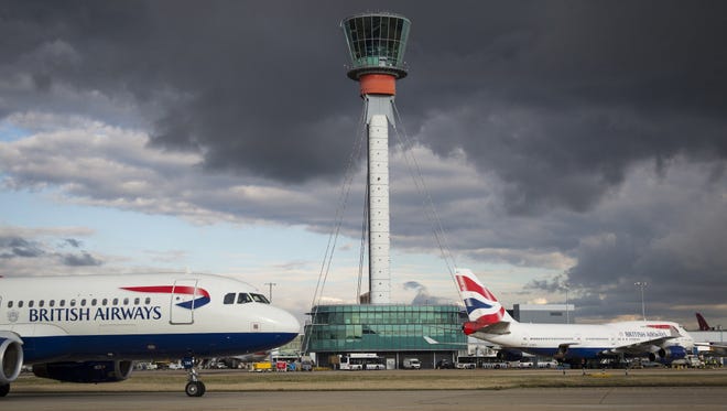 The National Air Traffic Services (NATS) tower at Heathrow Airport on October 11, 2016.