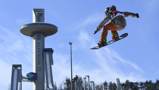 Ryan Stassel of the U.S. is shown during a training session for the FIS Snowboard World Cup Big Air event at Alpensia Ski Jumping Centre in Pyeongchang on Nov. 25, 2016.