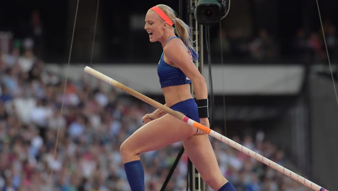 Sandi Morris of the USA takes silver in the pole vault.