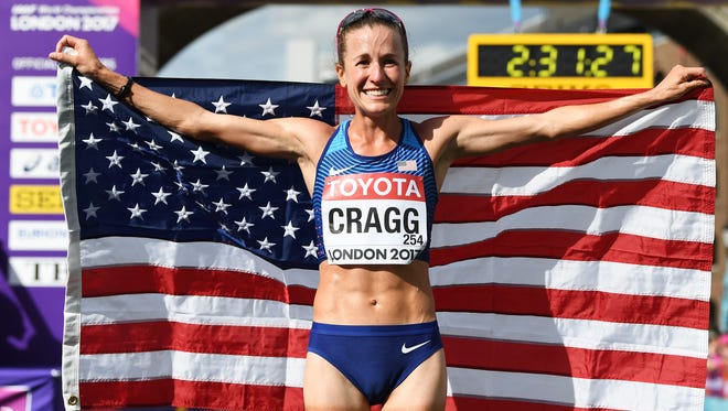 Amy Cragg of the USA after earning bronze in the marathon.