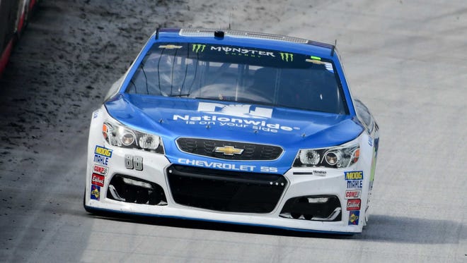 Dale Earnhardt Jr.'s day at Bristol Motor Speedway ended early after his No. 88 Chevrolet hit the wall.