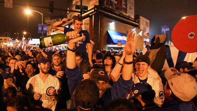 Cubs fans celebrate the World Series title.