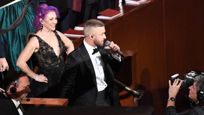 Justin Timberlake performs during the opening of the 89th Academy Awards.