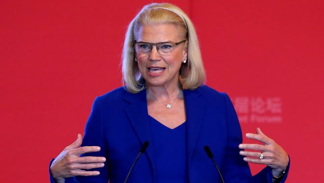 Virginia M. Rometty, Chairman, President & CEO of IBM Corporation speaks at the China development forum 2015 at Diaoyutai in Beijing city, China on  March 23, 2015.