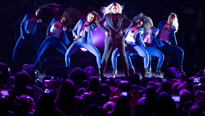 Beyonce performs during a campaign rally for Democratic presidential candidate Hillary Clinton in Cleveland, Friday, Nov. 4, 2016. (AP Photo/Matt Rourke) ORG XMIT: OHMR109
