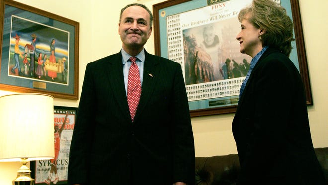 Schumer meets with Supreme Court nominee Harriet Miers on Capitol Hill on Oct. 17, 2005.