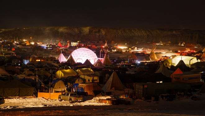 The Oceti Sakowin Camp near the Standing Rock Reservation on Saturday night, Dec. 3, 2016 near Cannon Ball.