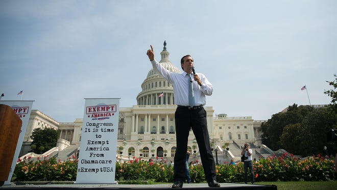 Cruz speaks during the "Exempt America from Obamacare" rally on Sept. 10, 2013, on Capitol Hill in Washington.