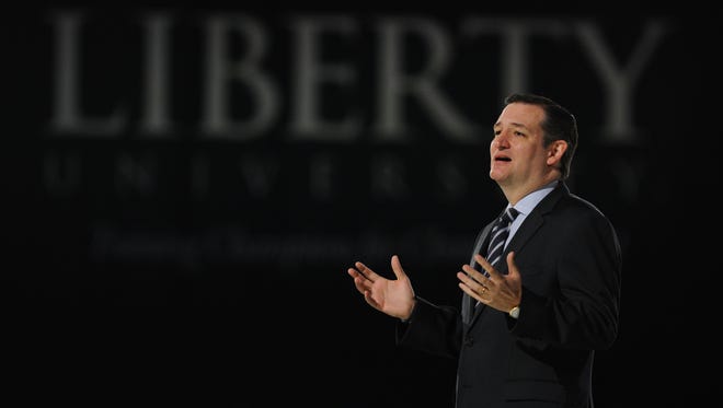 Cruz formally launches his presidential bid at the Vines Center at Liberty University on March 23, 2015.