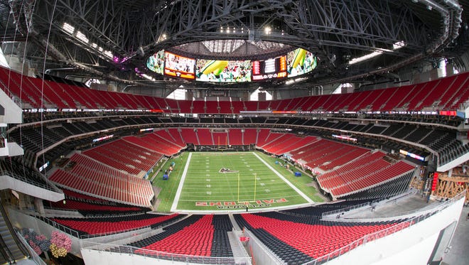Mercedes-Benz Stadium will hold approximately 71,000 fans for NFL games and 42,500 for soccer games.