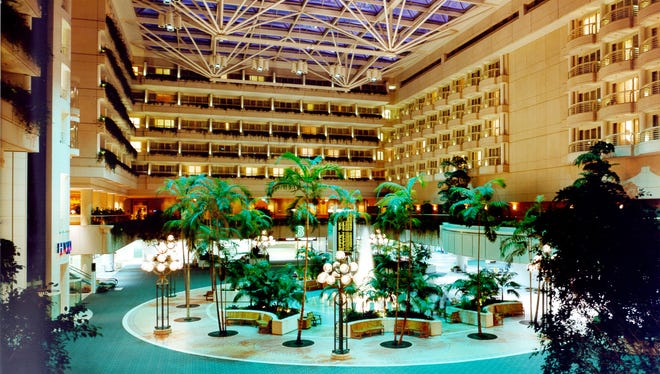 The Orlando Airport 446-room Hyatt Hotel is placed on top of the main terminal building.