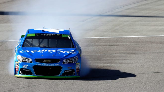 Oct. 22: Kyle Larson's No. 42 Chevrolet blew an engine during the Hollywood Casino 400 at Kansas Speedway, ending Larson's championship hopes.