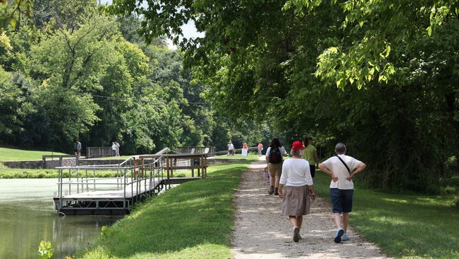 The C&O Canal Towpath in Harpers Ferry, West Virginia is a popular day-hike spot.
