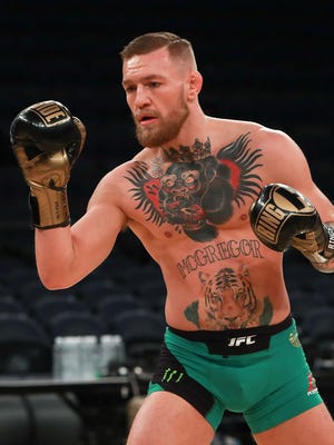 Conor McGregor takes part in UFC 205 Open Workouts at Madison Square Garden earlier this month.