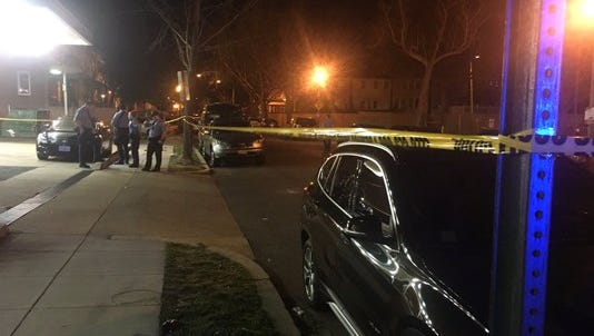 Police investigate the shooting of two Metro D.C. officers in Northeast Washington Feb. 23, 2017.