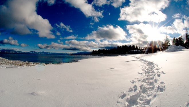 Tahoe City, Calif., has a good chance of seeing snow at Christmas, often getting three feet of snow every December.
