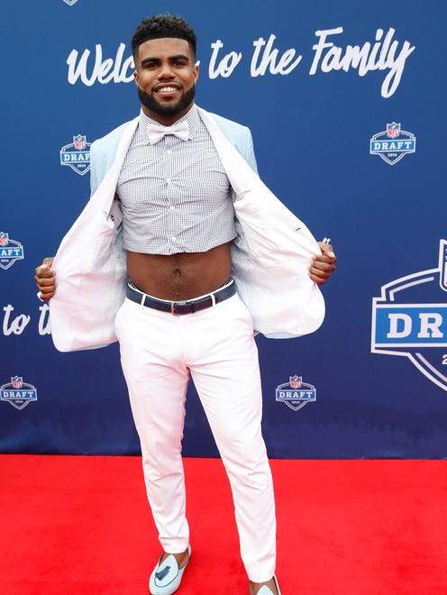 Elliott took his signature crop-top look to the NFL draft.