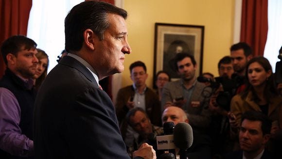 Ted Cruz speaks to the media during an appearance in New York on March 23, 2016. (Photo: Spencer Platt, Getty Images)