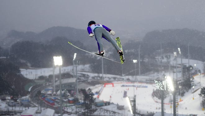Akito Watabe of Japan competes during the individual gLH/10K event at the FIS Nordic Combined World Cup in Pyeongchang on Feb. 5.