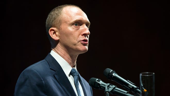 In this July 8, 2016, file photo, Carter Page speaks in Moscow, Russia.