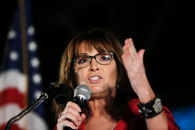 Sarah Palin speaks at a rally in Montgomery, Ala on Sept. 21, 2017.